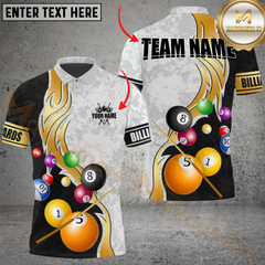 Maxcorners Billiards Color Ball Flame Design Personalized Name, Team Name 3D Unisex Shirt
