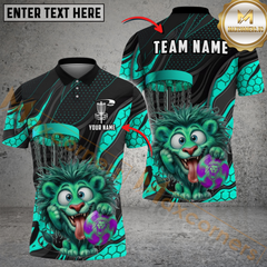 Maxcorners Lion Disc Golf Player Funny Cartoon Expression Personalized Name, Team Name 3D Shirt (4 Colors)