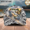 Maxcorners Fishing Gray Camo Sunset Angler Personalized Name 3D Cap (12 Fish Species)
