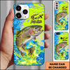 Maxcorners Neon Blue Lime Camo Splash Personalized Name Phone Case (13 Fish Species)