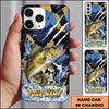 Maxcorners Blue Gold Paint Splash Personalized Name Phone Case (13 Fish Species)