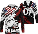 Maxcorners Motocross American Flag MX  Customize Name And Number 3D Shirts