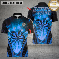 Maxcorners Personalized Name Dart Polo Shirt, Fire Darts Design ,Custom Team Shirt for Men, Gift for Darts Players