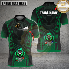 Maxcorners Billiards Flaming Skull Multicolor Customized Name, Team Name 3D Shirt