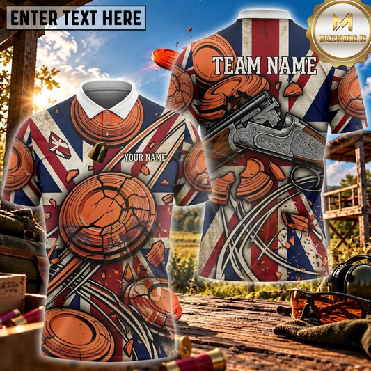 Maxcorners Clay Shooting Union Jack Clay Target Explosion Personalized Name 3D Unisex Shirt