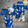 Maxcorners Wall Broken Pattern Bowling Jersey Multicolor Option Customized Name, Team Name 3D Polo Shirt