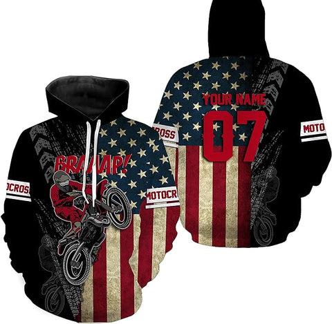 Maxcorners Motocross American Motox 4 Customize Name And Number 3D Shirts