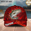 Maxcorners Fishing Red Geometric Splash Pattern Personalized Name 3D Cap (12 Fish Species)