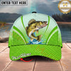 Maxcorners Fishing Cap Green Honeycomb Water Splash Personalized Name 3D Cap (12 Fish Species)