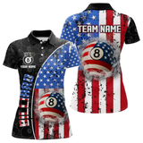 Maxcorners American Flag 8 Ball Smoke Billiard Shirts For Men Custom Patriotic Pool Team Jerseys LM1605