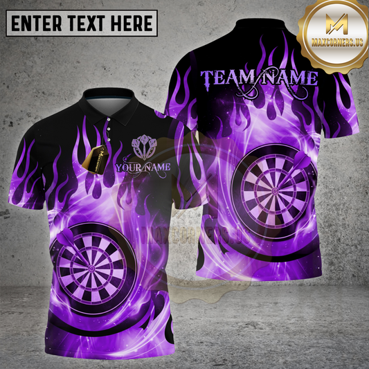 Maxcorners Dart Purple Flame Vortex Dartboard Multicolor Options Personalized Name, Team Name 3D Shirt (4 Colors)