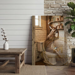 Maxcorners Deer Canvas Rustic Bathroom Coffee Smartphone Humor Canvas Wall Art