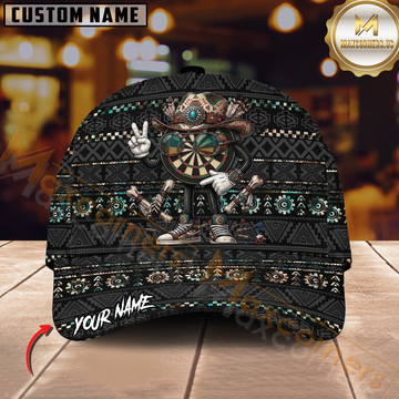 Maxcorners Darts Southwestern Cowboy Dartboard Personalized Name 3D Cap