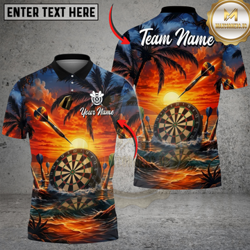 Maxcorners Darts Sunset Tropical Personalized Name Shirt