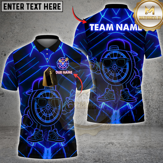 Maxcorners Darts Neon Dartboard Hero Multicolor Customized Name, Team Name 3D Shirts