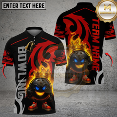 Maxcorners Bowling And King Pins Flame Premium Multicolor Customized Name, Team Name 3D Shirts