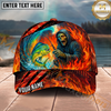 Maxcorners Fishing Fire Reaper Skull Personalized Name 3D Cap (12 Fish Species)