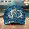 Maxcorners Fishing Blue Scale Water Texture Personalized 3D Cap (12 Fish Species)