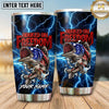 Maxcorners Fishing Tumbler Freedom Flag Blue Lightning Design Personalized Name Tumbler (13 Species)