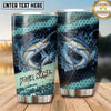 Maxcorners Fishing Tumbler Teal Honeycomb Wave Design Personalized Name Tumbler (13 Species)