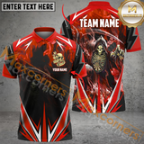 Maxcorners Darts Skull Thunder Lightning Multilcolor Option Customized Name, Team Name 3D Polo Shirt