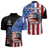 Maxcorners American Flag 8 Ball Smoke Billiard Shirts For Men Custom Patriotic Pool Team Jerseys LM1605