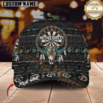 Maxcorners Darts Tribal Bull Skull Dartboard Personalized Name 3D Cap