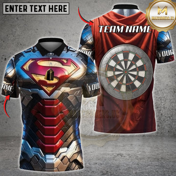 Maxcorners Darts Red Gold Mechanical Armor Classic Dartboard Personalized Name 3D Unisex Shirt