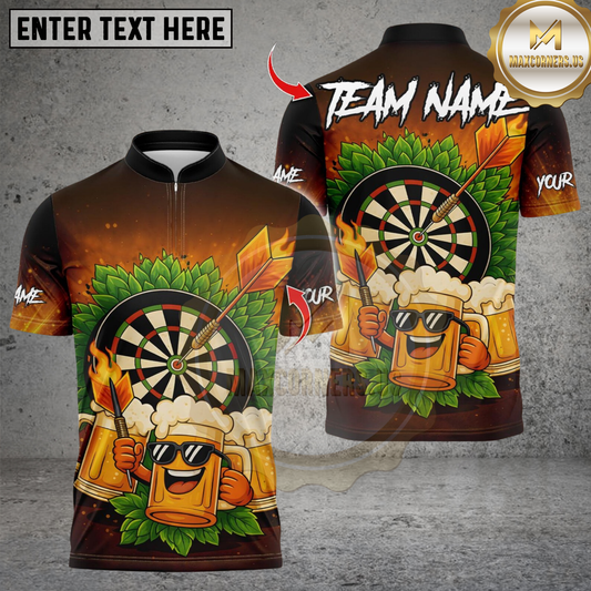 Maxcorners  Darts Funny Beer And Dartboard Personalized Name, Team Name 3D Shirt