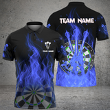 Maxcorners Darts Three Arrow Flame Customized Name, Team Name 3D Polo Shirt