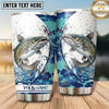 Maxcorners Fishing Tumbler White Blue Abstract Ink Splash Design Personalized Name Tumbler (13 Species)