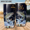 Maxcorners Fishing Tumbler Navy Gold Crossed Hook Splash Design Personalized Name Tumbler (13 Species)