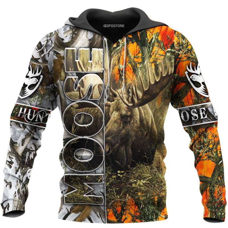 Maxcorners Custom Name Moose Hunting 3D All Over Printed Clothes