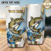 Maxcorners Fishing Tumbler White Gold Marble Geometric Design Personalized Name Tumbler (13 Species)