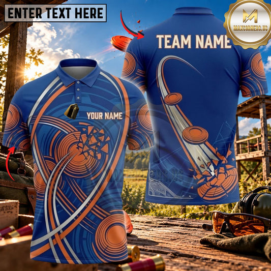 Maxcorners Clay Shooting Abstract Swirl Shotgun Target Multicolor Customized Name Team Name 3D Shirts (3 Colors)