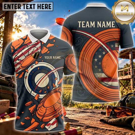 Maxcorners Clay Shooting Orange Circular Target Motion Personalized Name 3D Unisex Shirt