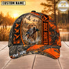 Maxcorners Dog Hunting And Duck Orange Black Duck Hunter Stripe Design Multiple Options Personalized Name 3D Cap