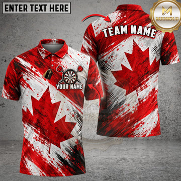 Maxcorners Darts Canada Flag Geometric Bowling Strike Personalized Name 3D Unisex Shirt