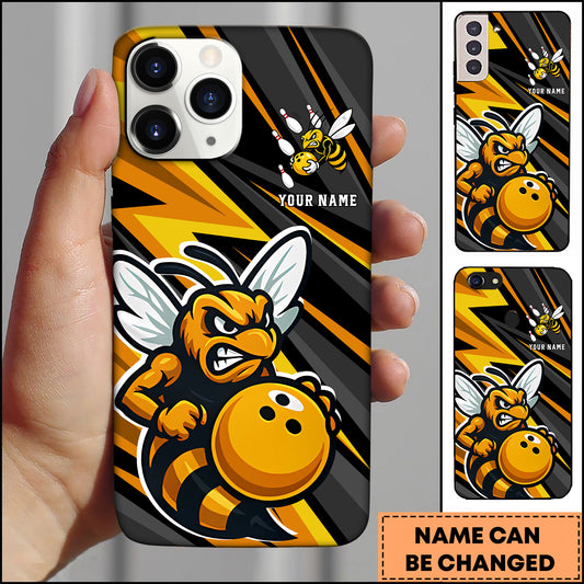 Maxcorners Bowling Angry Hornet Bee Mascot Personalized Name 3D Phone Case