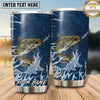 Maxcorners Fishing Tumbler Navy Blue Flame Splash Design Personalized Name Tumbler (13 Species)