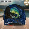 Maxcorners Catfish Blue Camo Splash Personalized Name 3D Cap (12 Fish Species)