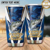 Maxcorners Fishing Tumbler Navy White Angular Chevron Design Personalized Name Tumbler (13 Species)