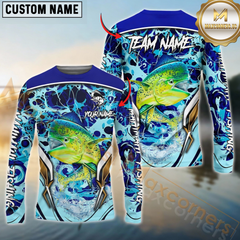 Maxcorners Mahi Mahi Fishing Blue Fiction Sea Custom Name & Team Name 3D Shirts