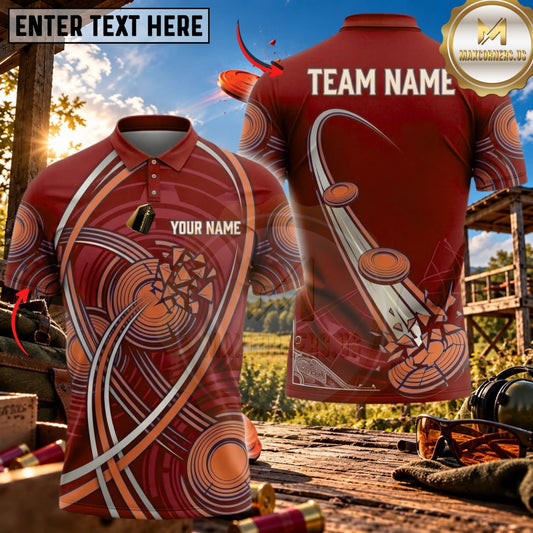 Maxcorners Clay Shooting Abstract Swirl Shotgun Target Multicolor Customized Name Team Name 3D Shirts (3 Colors)