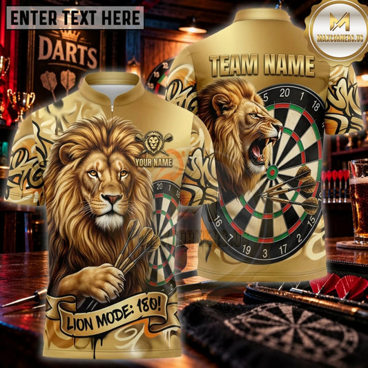 Maxcorners Darts Antique Gold Majestic Lion Personalized Name 3D Unisex Shirt