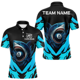 Maxcorners Personalized Blue 8 Ball Pool Billiard Shark Polo & 1/4 Zip For Men, Billiard Team Pool Jerseys LM1605