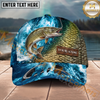 Maxcorners Fishing Ocean Splash Fish Scale Multiple Options Personalized Name 3D Cap  (12 Fish Species)