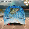 Maxcorners Fishing Light Blue Water Splash Personalized Name 3D Cap (12 Fish Species)