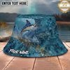 Maxcorners Fishing Aqua Water Scale Personalized Name 3D Bucket Hat (12 Fish Species)
