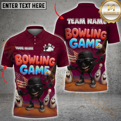 Maxcorners Bowling Eagle Patriotic USA Flag Multicolor Customized Name, Team Name 3D Shirts